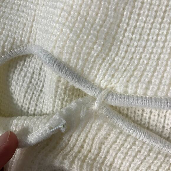 White Acrylic Knit Ski Mask 3-Hole Face Cover Winter Snowboard Cold Weather - Picture 5 of 10